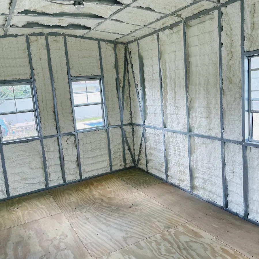 Closed-cell spray foam insulation applied to wall cavities in a residential project in Millersville
